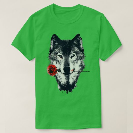 Wolf Holding Roos wolf minnaar man vrouwen cadeau T-shirt (Design voorkant)