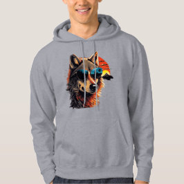 Wolf hond met zonnebril in de zonsondergang cadeau hoodie