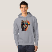 Wolf hond met zonnebril in de zonsondergang cadeau hoodie (Voorkant volledig)