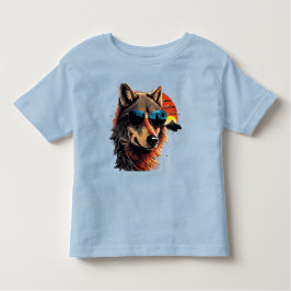 Wolf hond met zonnebril in de zonsondergang cadeau kinder shirts