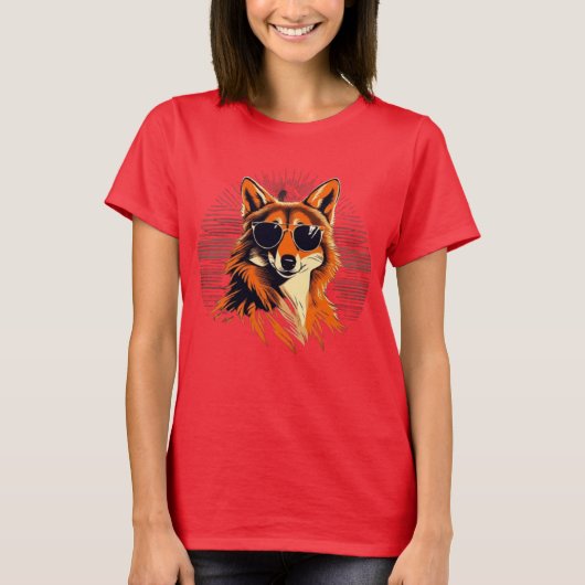 Wolf hond met zonnebril in de zonsondergang cadeau t-shirt (Voorkant)