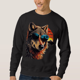 Wolf hond met zonnebril in de zonsondergang cadeau trui