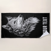 Wolf Hoofd Lijn Kunst Strand Handdoek Minimaal Don (Voorkant)