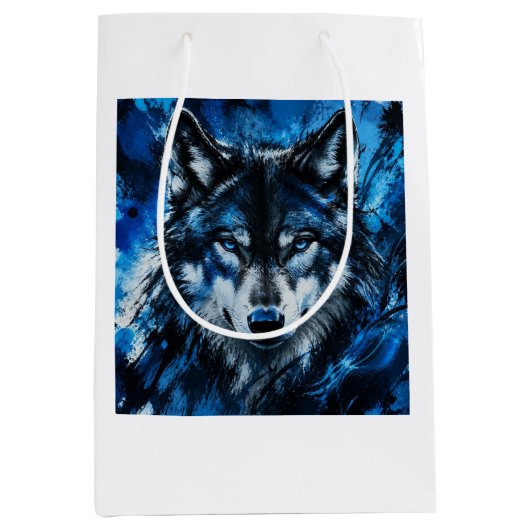 Wolf hoofd medium cadeauzakje (Voorkant)