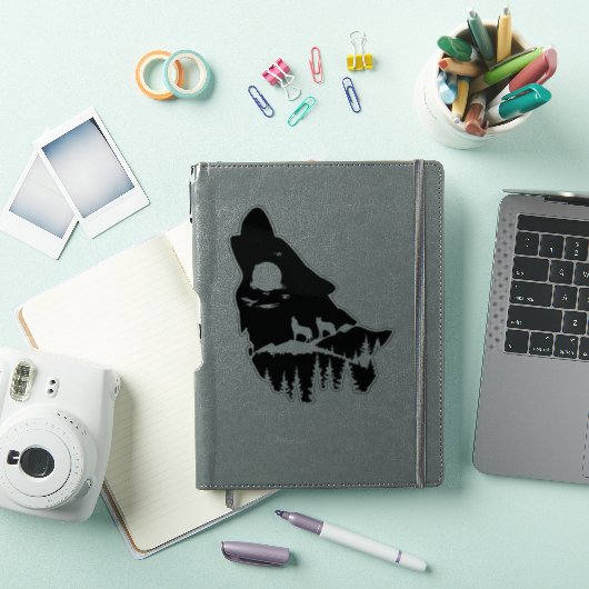 Wolf hoofd silhouet Sticker (iPad Cover)