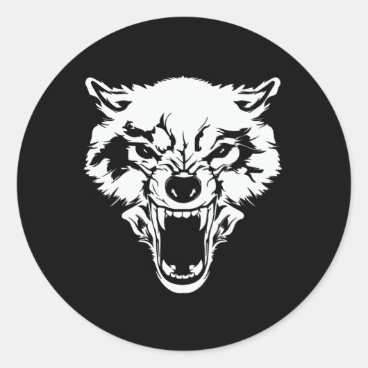 Wolf hoofd slechte wolf ronde sticker (Voorkant)