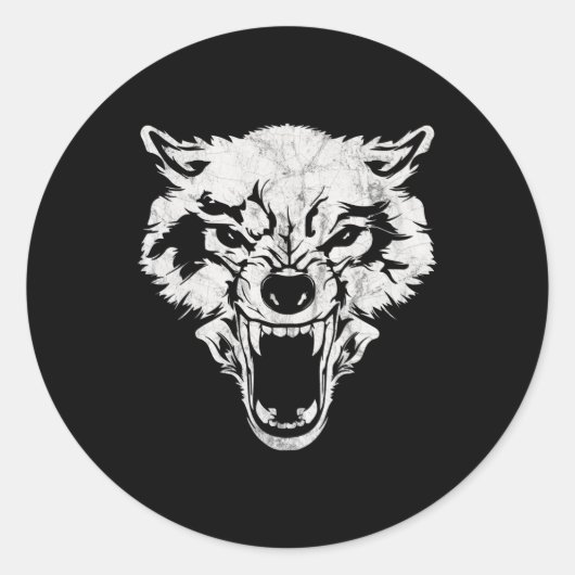 Wolf hoofd slechte wolf ronde sticker (Voorkant)
