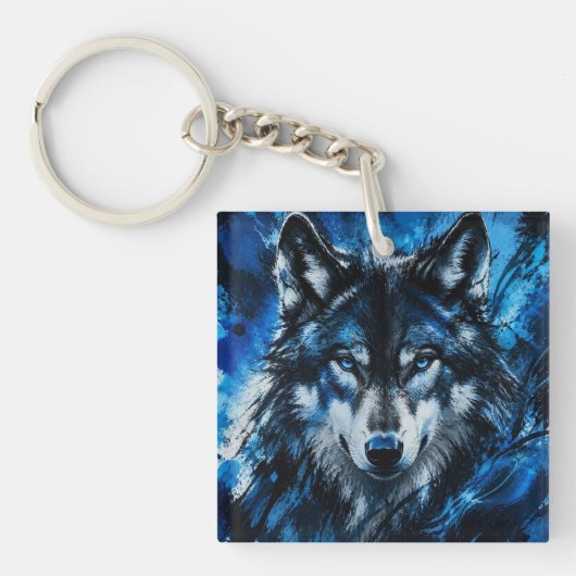 Wolf hoofd sleutelhanger (voorkant)