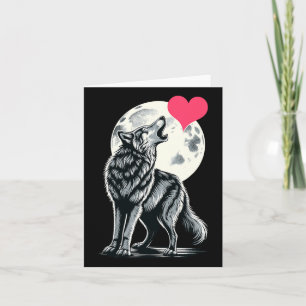Wolf houdt Hart Valentijnsdag Schattige Wolven Val Kaart