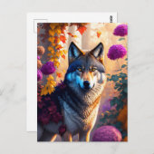 wolf houdt van bloemen briefkaart (Voorkant / Achterkant)