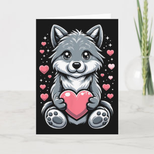 Wolf houdt van Hart Valentijnsdag Schattige Wolven Kaart