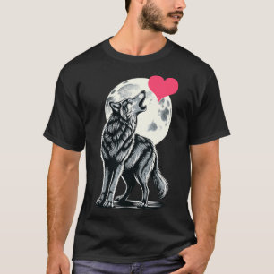 Wolf houdt van Hart Valentijnsdag Schattige Wolven T-shirt