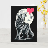 Wolf houdt van Valentijnsdag Cute Wolves Waarde Kaart (Gele Bloem)