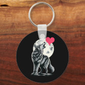 Wolf houdt van Valentijnsdag Schattige Wolven Val Sleutelhanger (Voorkant)