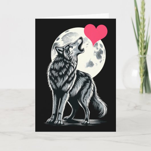 Wolf houdt van Valentijnsdag Schattige Wolven Waar Kaart (Voorkant)