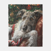 Wolf Hound Hond Kerst Feestelijk Fleece Deken (Voorkant)