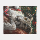 Wolf Hound Hond Kerst Feestelijk Fleece Deken (Voorkant (Horizontaal))