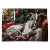 Wolf Hound Hond Kerst Feestelijk Groot Cadeauzakje (Voorkant)