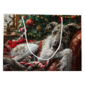 Wolf Hound Hond Kerst Feestelijk Groot Cadeauzakje (Achterkant)