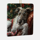 Wolf Hound Hond Kerst Feestelijk Keramisch Ornament (Rechts)