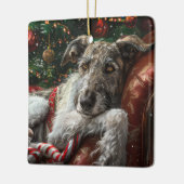 Wolf Hound Hond Kerst Feestelijk Keramisch Ornament (Links)