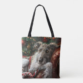 Wolf Hound Hond Kerst Feestelijk Tote Bag (Achterkant)