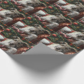 Wolf Hound Hond Kerst Festief Cadeaupapier (Hoek)