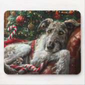 Wolf Hound Hond Kerst Festief Muismat (Voorkant)