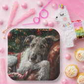 Wolf Hound Hond Kerst Festief Papieren Bordje (Feest)