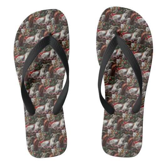 Wolf Hound Hond Kerst Festief Teenslippers (Voetbed)