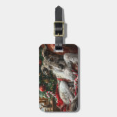Wolf Hound Hond Kerstfeest Bagagelabel (Voorkant verticaal)