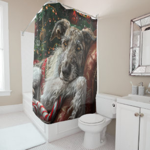 Wolf Hound Hond Kerstfeest Douchegordijn