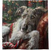 Wolf Hound Hond Kerstfeest Douchegordijn (Voorkant)