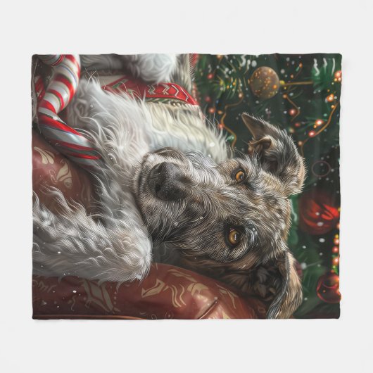 Wolf Hound Hond Kerstfeest Fleece Deken (Voorkant (Horizontaal))