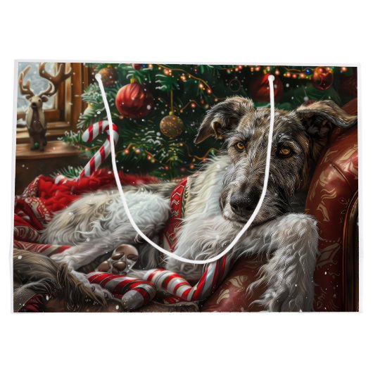 Wolf Hound Hond Kerstfeest Groot Cadeauzakje (Achterkant)