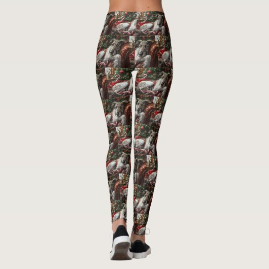 Wolf Hound Hond Kerstfeest Leggings (Achterkant)