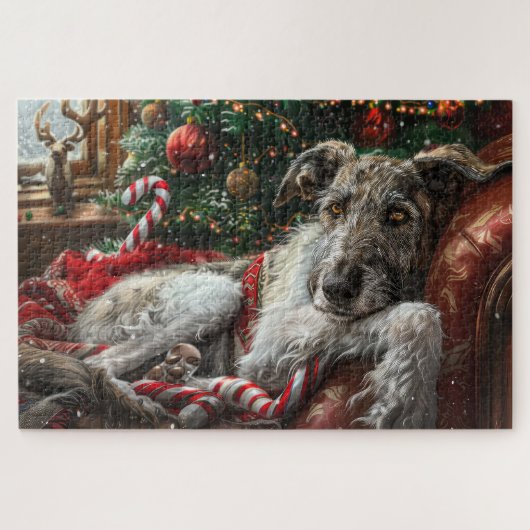 Wolf Hound Hond Kerstfeest Legpuzzel (Horizontaal)