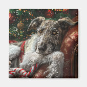 Wolf Hound Hond Kerstfeest Magneet (Voorkant)