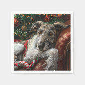 Wolf Hound Hond Kerstfeest Servet (Voorkant)