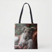 Wolf Hound Hond Kerstfeest Tote Bag (Voorkant)