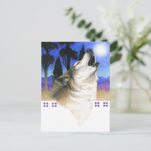 Wolf Howl Briefkaart (Staand voorkant)