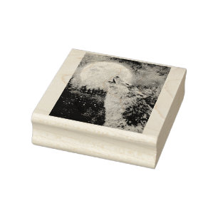 Wolf Howl en Moon Winter Rubber Stamp Rubberstempel