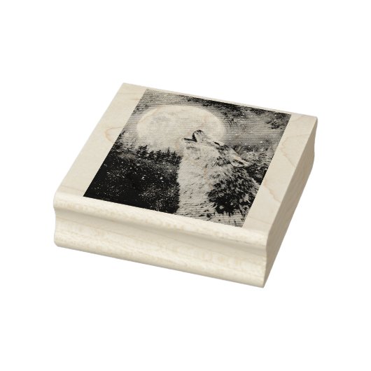 Wolf Howl en Moon Winter Rubber Stamp Rubberstempel (Stempel)