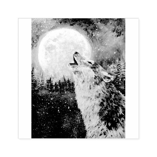 Wolf Howl en Moon Winter Rubber Stamp Rubberstempel (Afrduk)