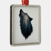 Wolf Howl Forest Moon Metalen Ornament (Rechts)