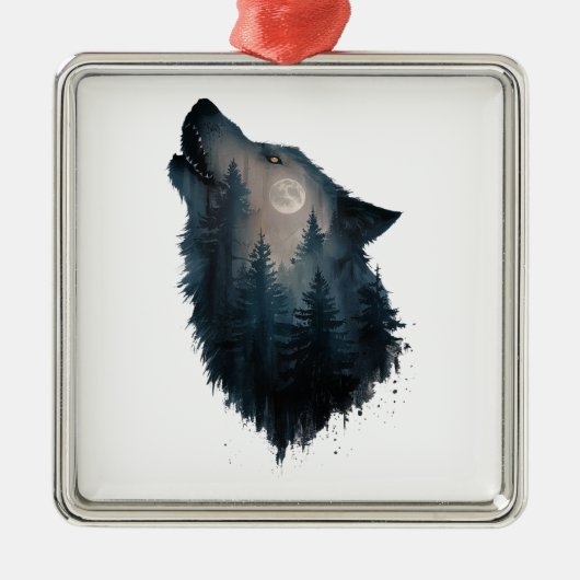 Wolf Howl Forest Moon Metalen Ornament (Voorkant)
