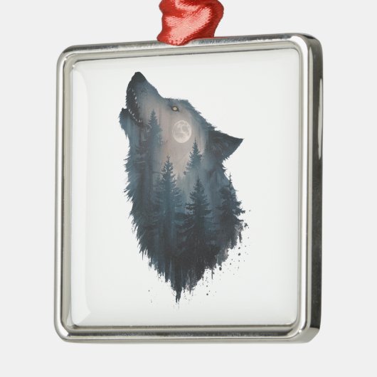 Wolf Howl Forest Moon Metalen Ornament (Links)
