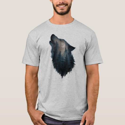 Wolf Howl Forest Moon T-shirt (Voorkant)