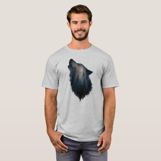 Wolf Howl Forest Moon T-shirt (Voorkant volledig)
