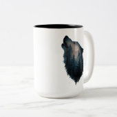 Wolf Howl Forest Moon Tweekleurige Koffiemok (Voorkant rechts)